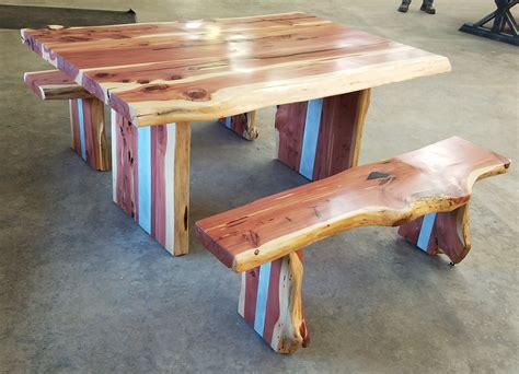 This build probably isn't for the person wanting to try their very first pro… Cedar Live Edge Table with aluminum inlay on slab legs and ...