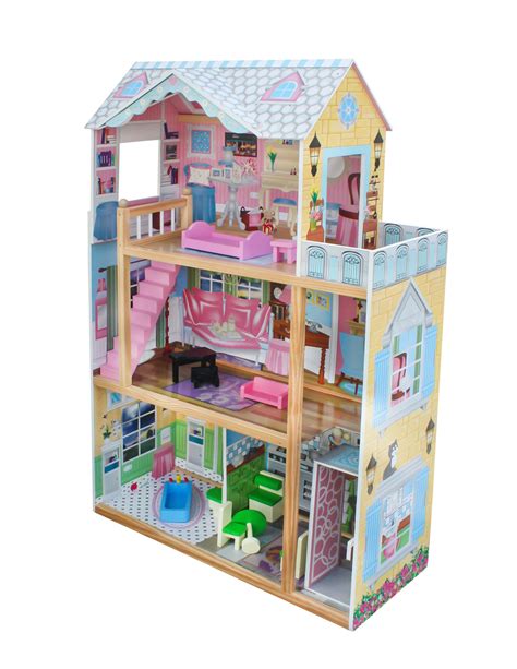 Wooden Doll House 12pc Furniture Avalan Kids