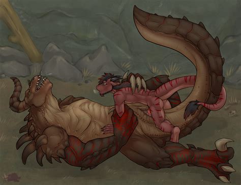 Rule 34 3 Toes Anthro Claws Closed Eyes Deathclaw Deezmo Draca Dragon Duo Erection Fallout