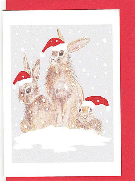 Bunny Christmas Card Christmas Card With A Bunnies Funny Bunny Card