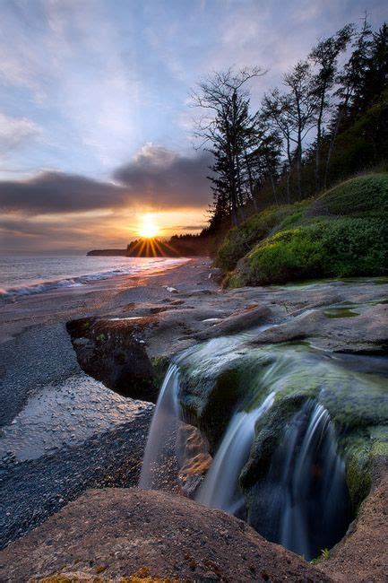 Sunset At Sandcut Falls Jordon River Vancouver Island British