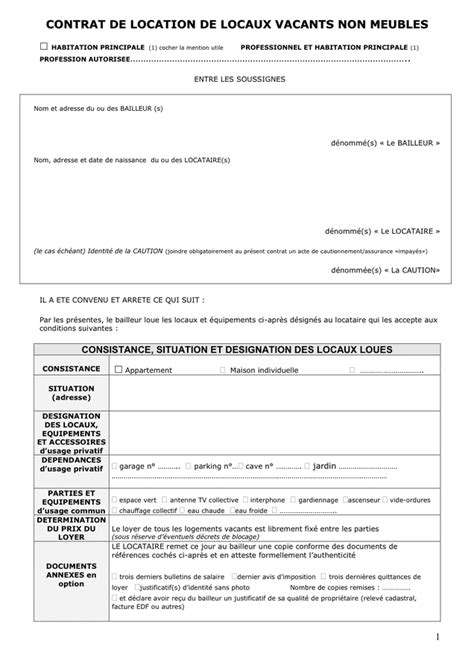 Contrat De Location De Locaux Vacants Non Meubles Doc Pdf Page 1 Sur 5