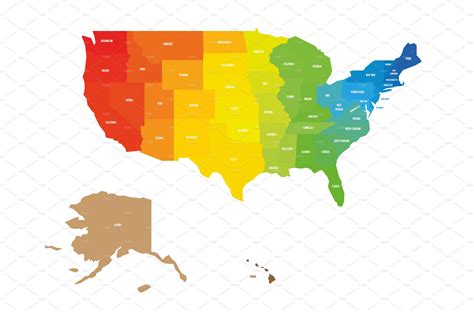 Colorful Map Of United States Vector Graphics ~ Creative Market