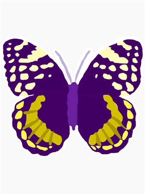 Purple And Yellow Butterfly Sticker For Sale By Ashnicmal Redbubble