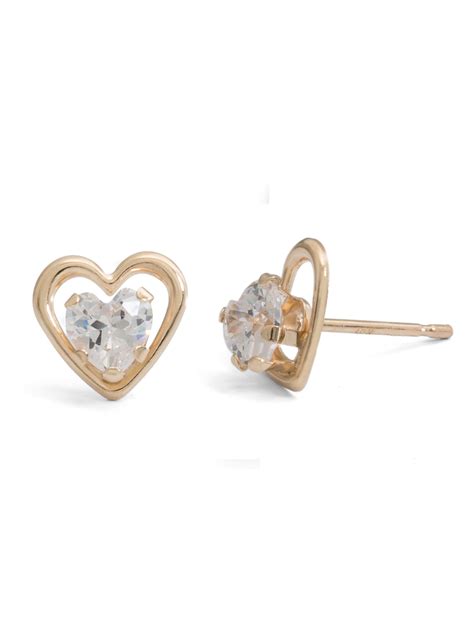 Brilliance Fine Jewelry Kt Gold Heart Cubic Zirconia Stud Earrings