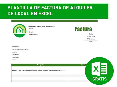 Plantilla De Factura De Alquiler De Local En Excel