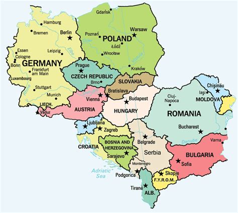 Map Of Central Europe Central Europe Political Map Central Europe