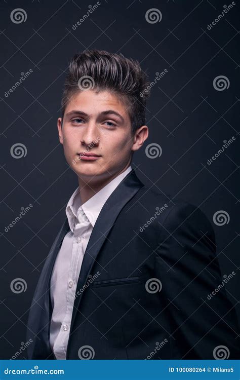 One Young Teenage Boy Head And Shoulders Shot Stock Photo Image Of