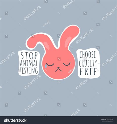 Stop Animal Testing Crying Bunny Logo Vetor Stock Livre De Direitos