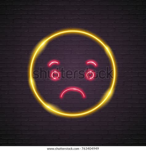 Emoji Sad Neon Light Illustration Graphic Stock Vector Royalty Free