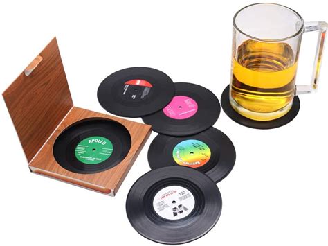 Posavasos Para Bebidas Diseño Retro De Discos Vinilo Antideslizante