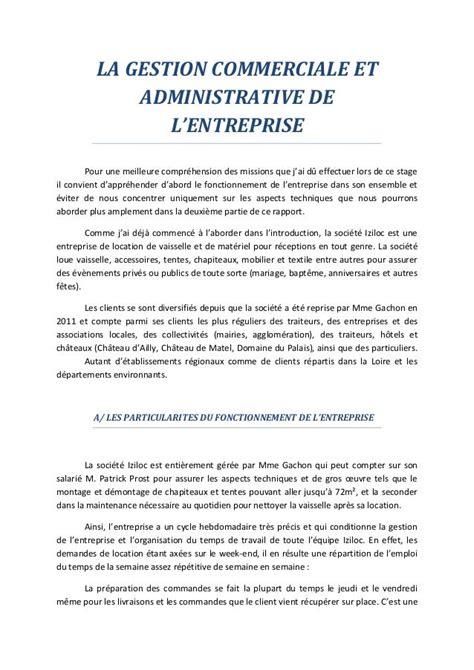 Exemple Dintroduction De Rapport De Stage Bts Gestion Commerciale