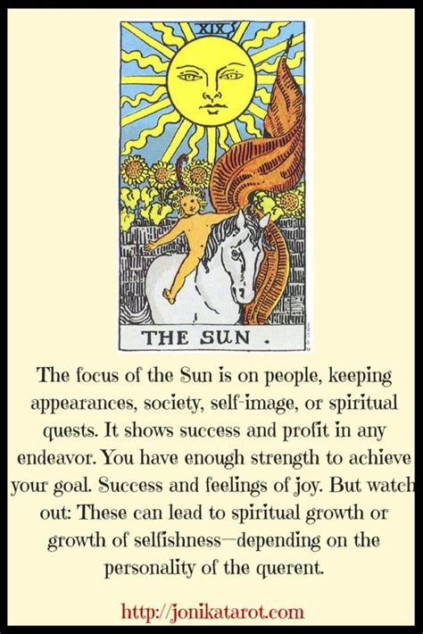 Sun tarot card meanings where the moon may portray a subtle, undercurrent of influence, there is no subtlety with sun tarot card meanings. The Sun Tarot Card | Interpretations, Key Words, Tarot Card Combinations | The sun tarot card ...