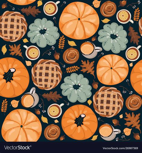 Cute Seamless Autumn Pattern Background Autumn Vector Image