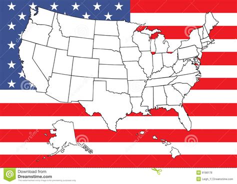 Map Of Us With Flag Stock Vector Illustration Of Power 9198178