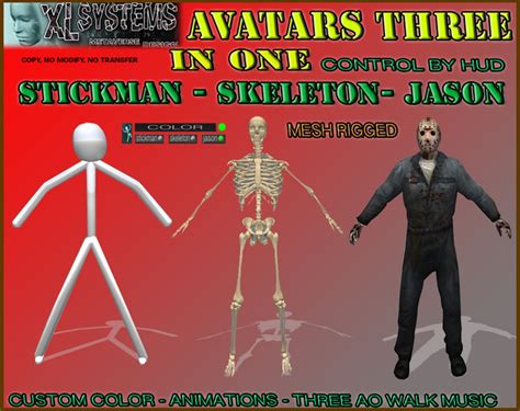Second Life Marketplace Avatar Ssj Stickman Skeleton Jason