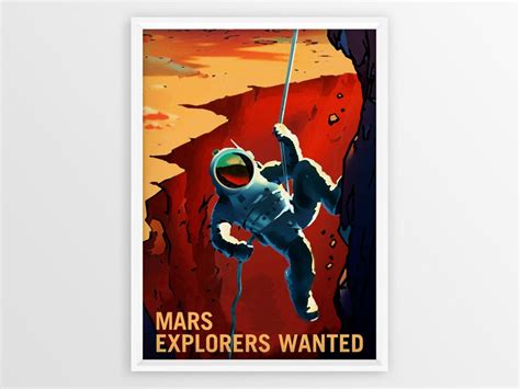 Nasa Mars Explorers Wanted Canvas Print The Red Planet Etsy Retro