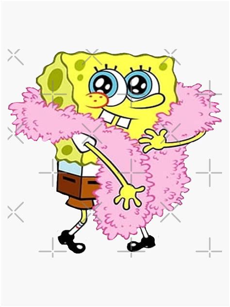 Spongebob Squarepants With A Pink Scarf Sticker By Jennaargyros