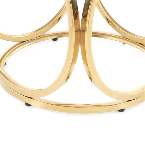 Runder Glas Beistelltisch Mit Ring Gestell In Gold Aus Edelstahl Cominios