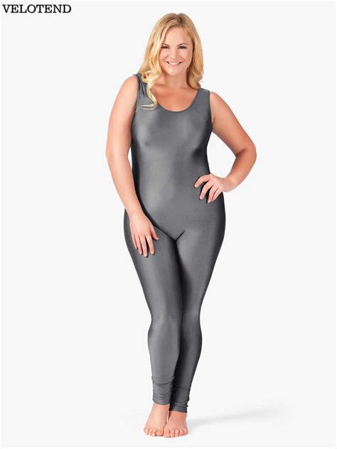 Womens Lycra Spandex Plus Size Scoop Neck Tank Unitard One Piece Full