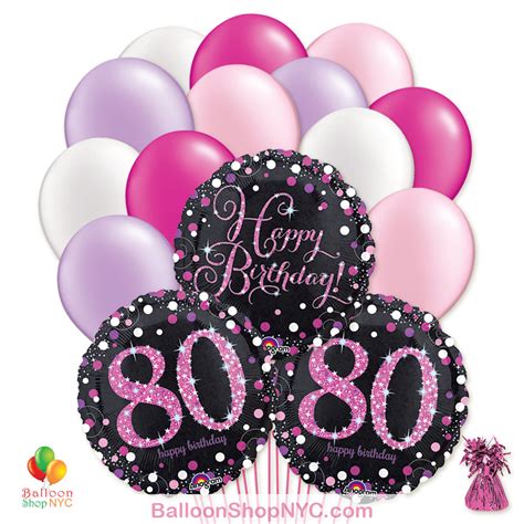 80 Pretty Pink Happy Birthday Mylar Latex Pearl Balloon