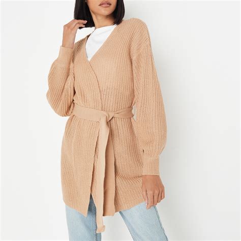 Missguided Tall Belted Balloon Sleeve Knit Cardigan Cardigans