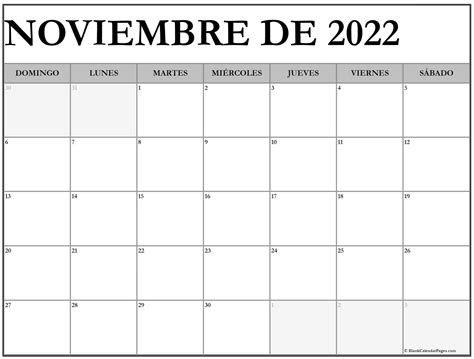 noviembre de 2022 calendario gratis calendario noviembre