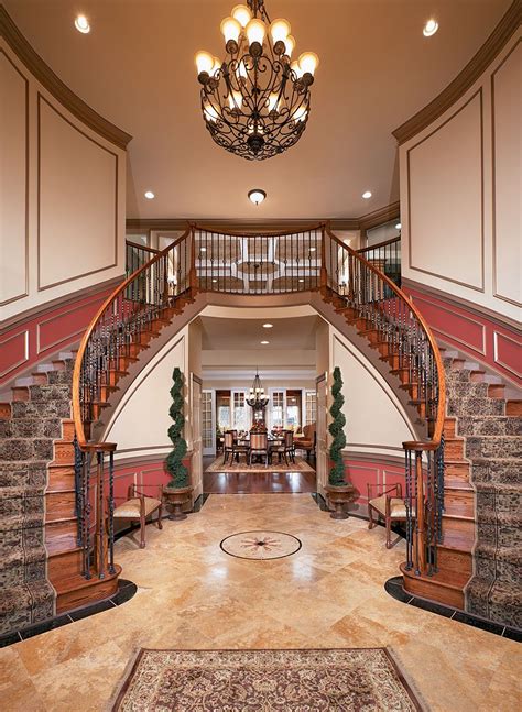 Grand Two Story Foyer With Dual Staircase Foyer And Staircase