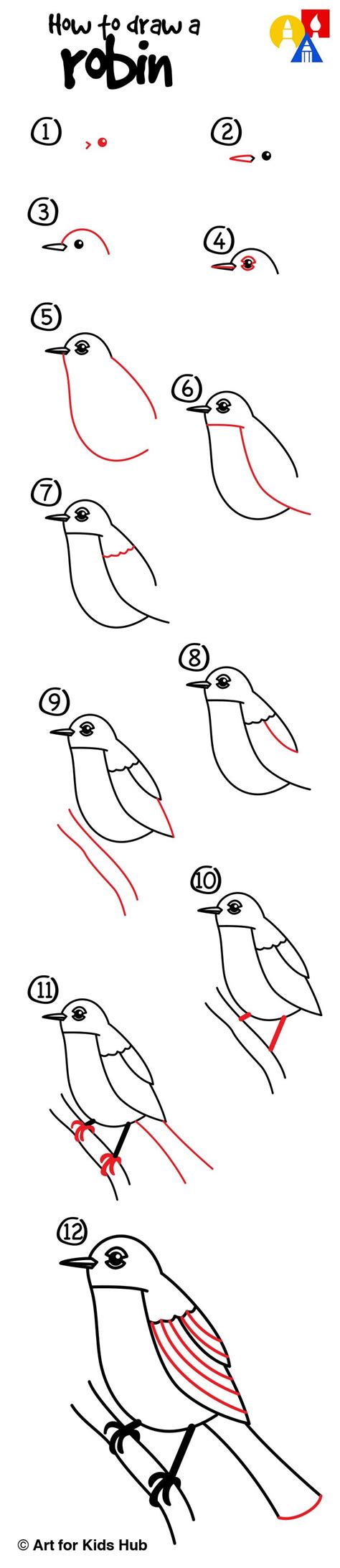 How To Draw A Robin Bird Realistic Art For Kids Hub