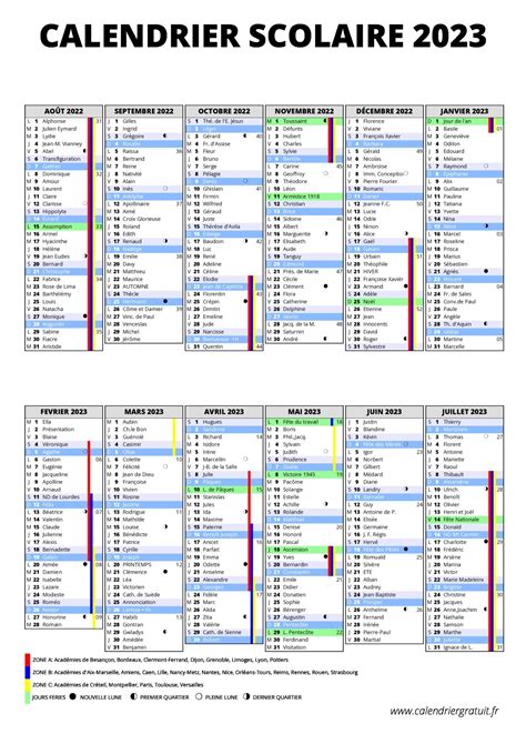 Calendrier Scolaire 2022 Et 2023 à Imprimer Calendrier 2023