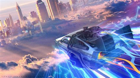 2560x1440 Back To The Future Dmc Delorean Artwork 1440p Resolution Hd