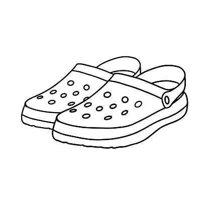 Crocs Isolated On A White Background Beach Sandals Hand Drawn Vector