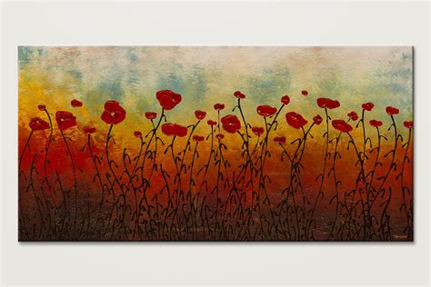 Red Flower Field Abstract Painting Of Flowers Id80