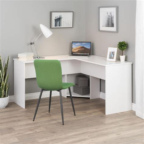 Prepac L Shaped Computer Desk In White