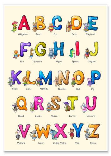 Wandbild „englisches Alphabet Für Kinder Von Elena Schweitzer