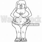 Clipart Fat Belly Chubby Bikini Woman Cartoon Squeezing Outlined Djart Vector Royalty Her sketch template