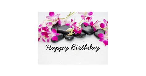 Birthday Card With Stone Massage And Purple Orchid