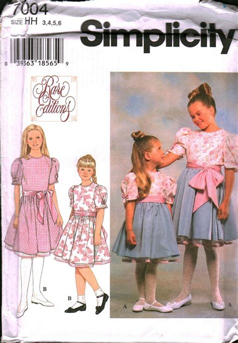 7004 Vintage Simplicity Sewing Pattern Girls Rare Editions Dress Easter