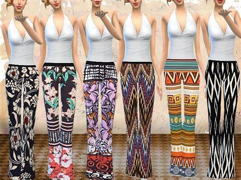 Floral Flared Pants In 2020 With Images Flare Pants Sims 4 Dresses