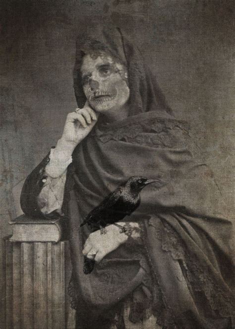 Vintage Victorian Halloween Portrait Spooky Skeleton Lady Photo