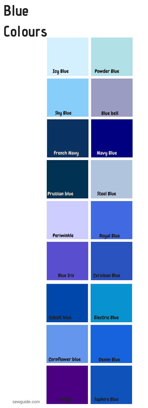 Blue Color Chart With Names