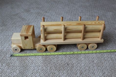 Wooden Toy Semi Log Truck Etsy