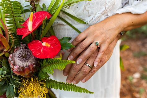 Tropical Bouquet And Unique Engagement Ring In 2021 Colorful Bridal