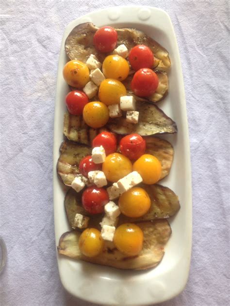 Grilled Eggplant With Tomatoes Basil And Feta