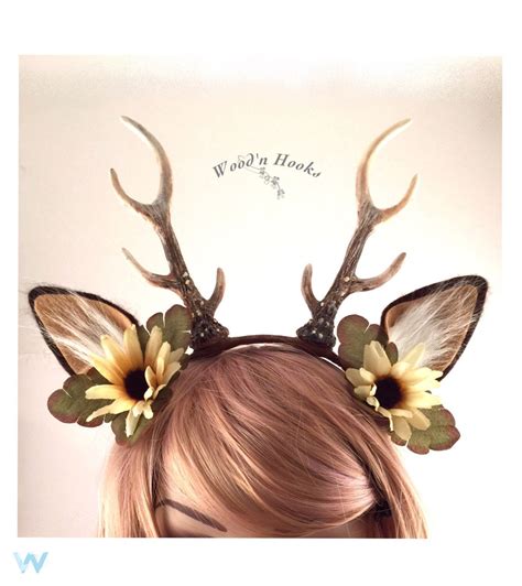 Deer Antler Headband Flower Crown Horns Christmas Halloween Costume