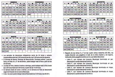 Chapoteo Planificado Vaticinador Calendario Descanso Taxi Sevilla 2019