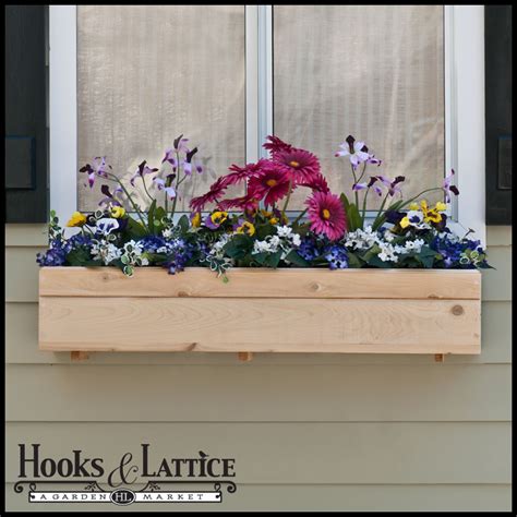 Metal racks which houses pots of flowers and plants are fixed on the sidings of. 26" Standard Cedar Wood Window Box incl. Back Cleat ...