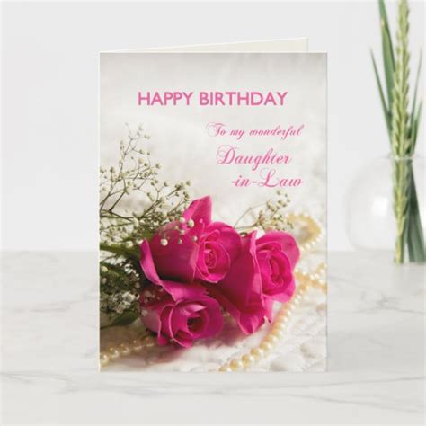 Birthday Card For Daughter In Law With Pink Roses