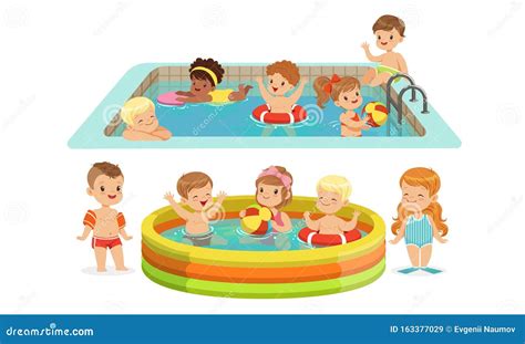 Children Swimming In The Pool Vector Illustration Stock Vector