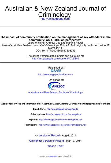 Pdf The Impact Of Community Notification On The Management Of Sex